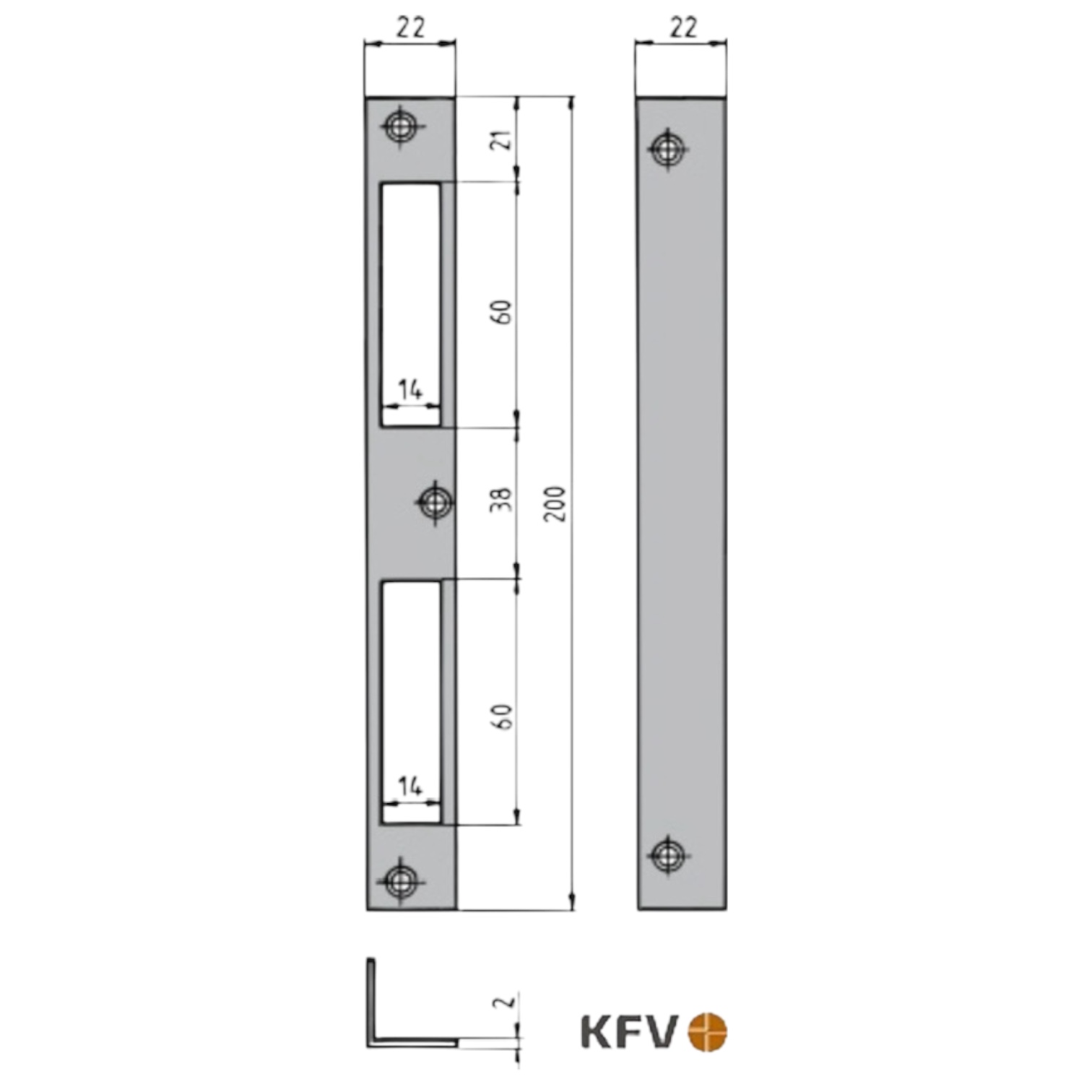 KFV Haustür Winkelschließblech Nr. 6N, runde Ausführung
