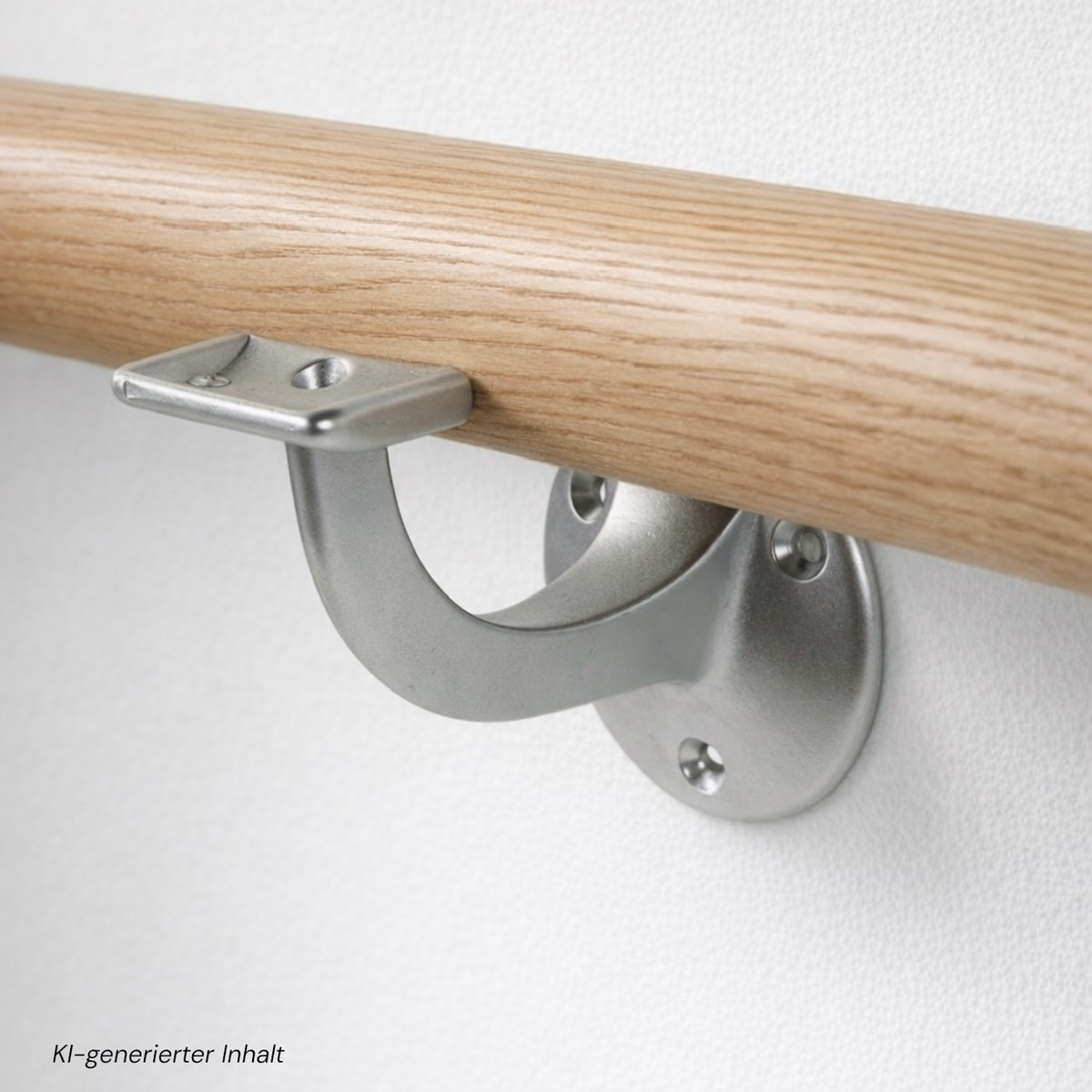 Handlaufstütze/Handlaufhalter mit gewinkelter Auflageplatte,  Wandabstand 75 mm, sichtbare Dreipunkt- Befestigung