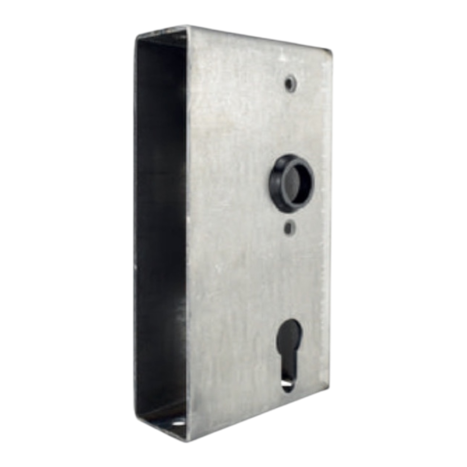 Schloßkasten blank, komplett mit Kasten + Schloß, Dorn 60mm, Falle 5mm vorstehend für Metalltore, Zauntore