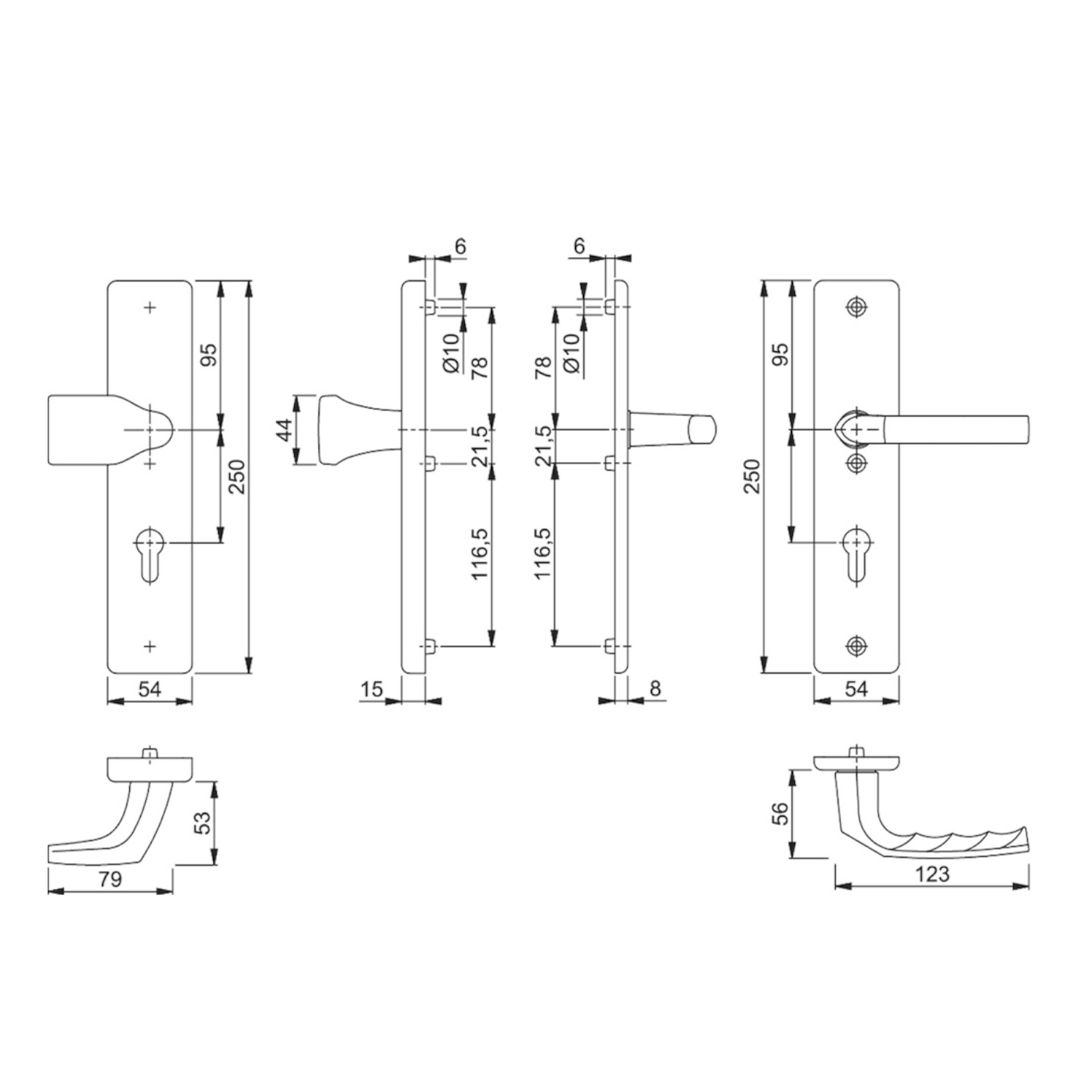 HOPPE Schutz-Wechselgarnitur mit Langschild Birmingham 78G/2221A/2440/1117, 8/72 mm, Aluminium
