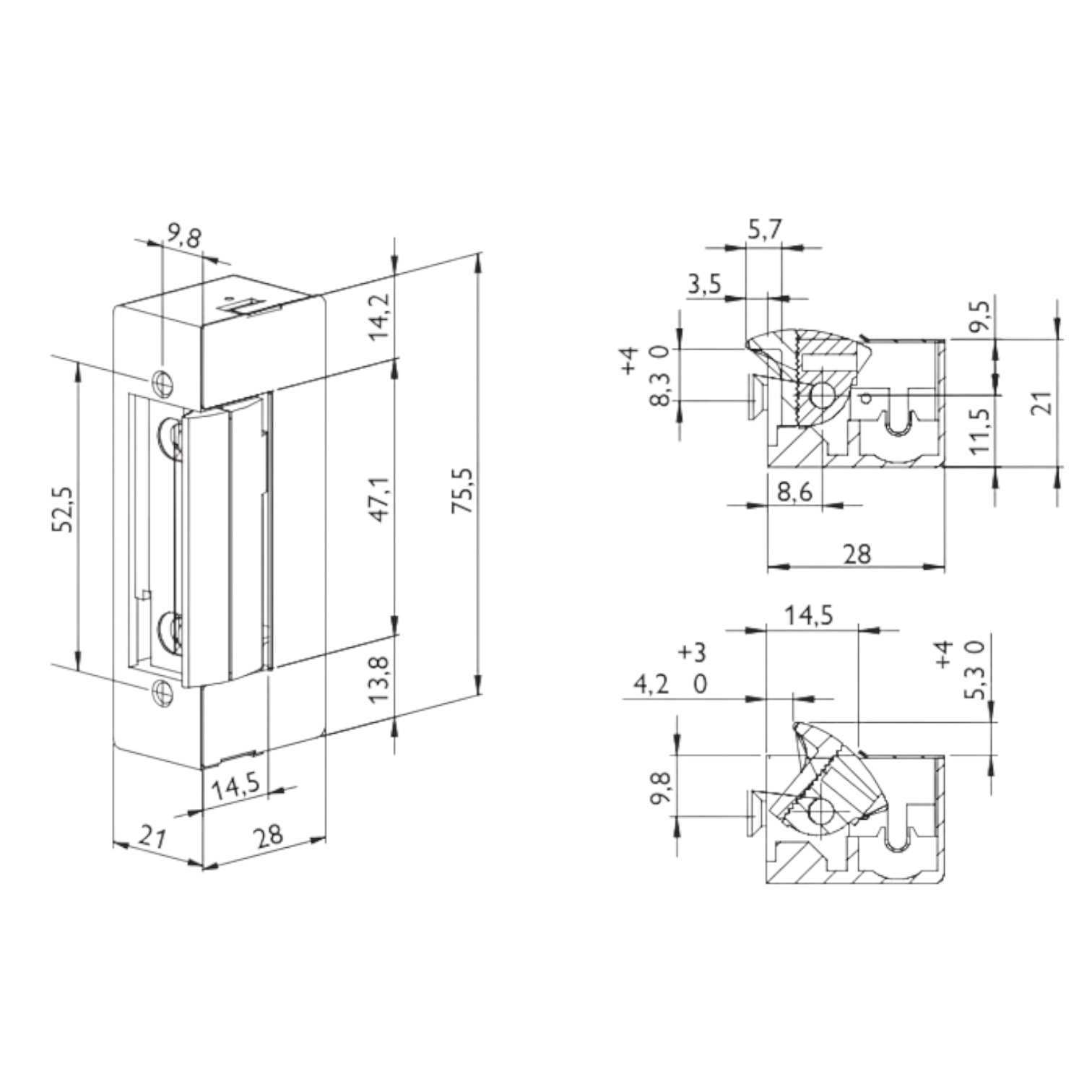 Türöffner / Austauschstück mit mechanischer Entriegelung