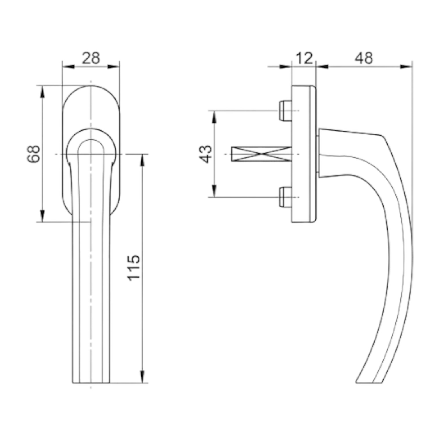 Fenstergriff / Fensterolive weiß FGS 1758 verschiedenfarbig