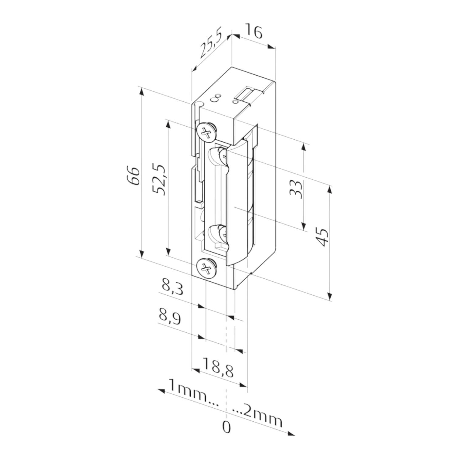 eff-eff Elektro Türöffner 118E mit Entriegelung, ohne Schließblech, 10-24V AC/DC