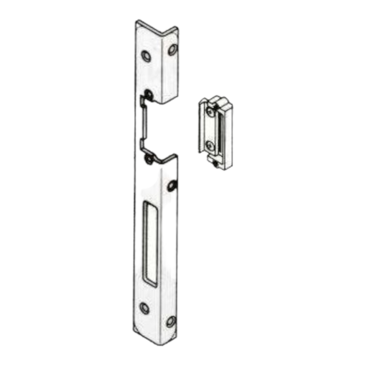 KFV Winkelschließblech 15-3E, 250x32x25x3mm, ohne Fallenaustauschstück, 4mm, hell verzinkt für Türöffner