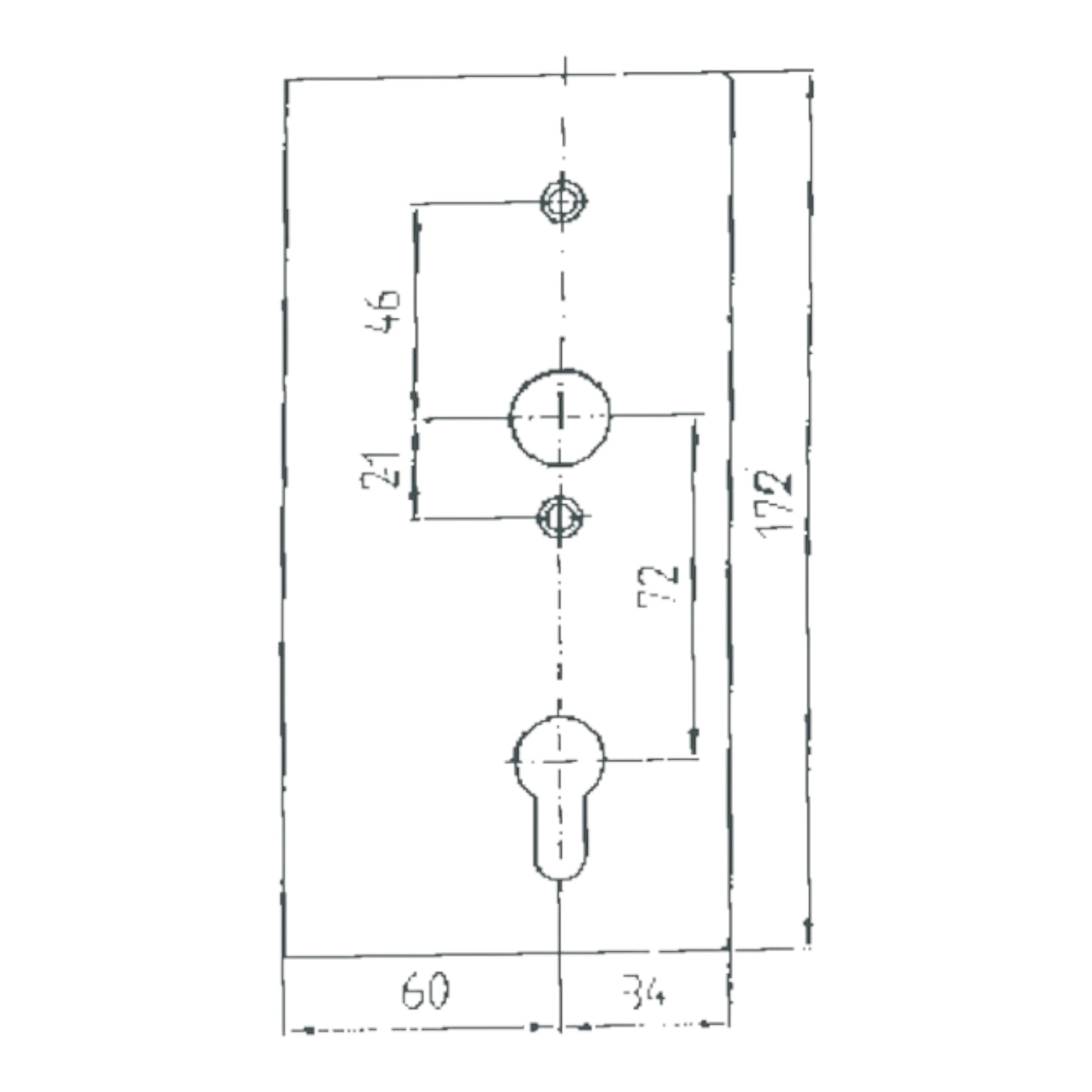 Schloßkasten blank, komplett mit Kasten + Schloß, Dorn 60mm, Falle 5mm vorstehend für Metalltore, Zauntore