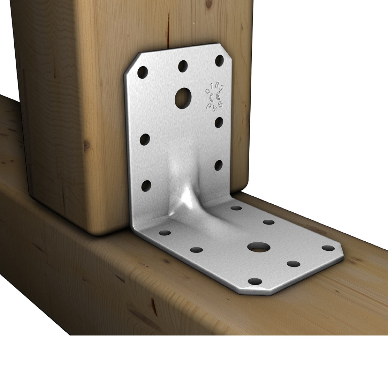 Winkelverbinder gleichschenklig mit Steg / Rippe / Sicke für Holzverbindungen