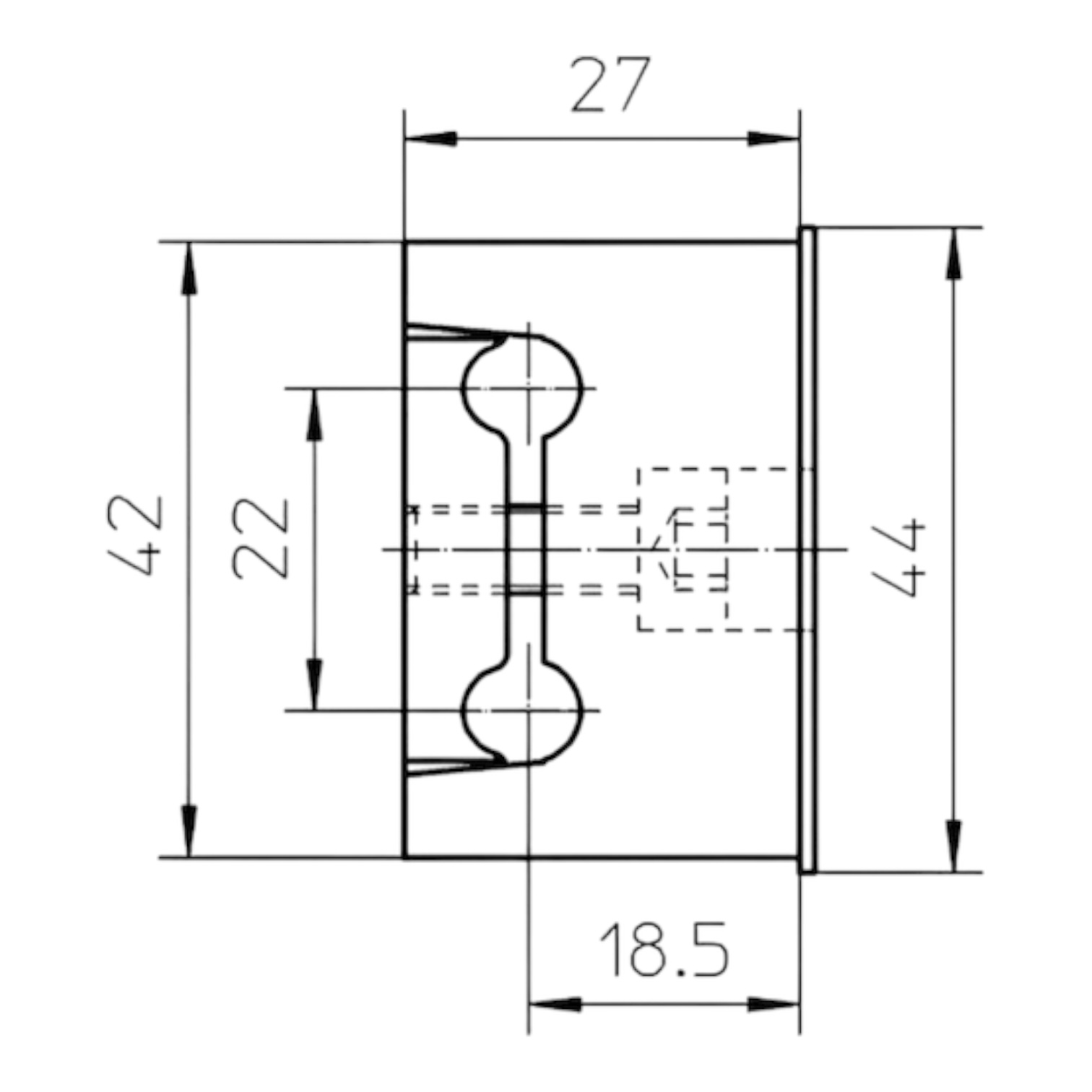 Aufnahmeelement V3604 18,5mm Klemmbock für Blockzargen und Blendrahmen