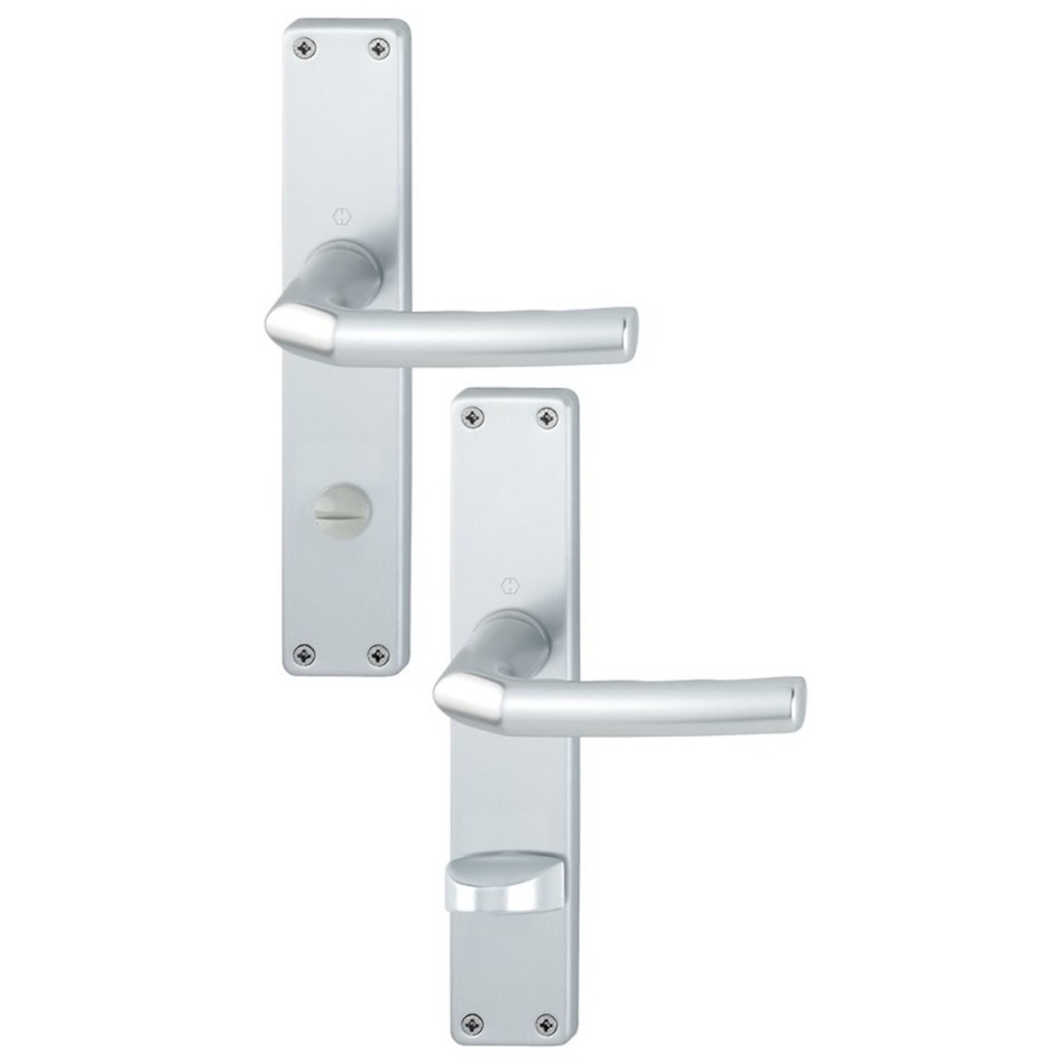 HOPPE Drückergarnitur mit Langschild Birmingham 1117/202SP, Aluminium, F1 silber, WC/Bad Garnitur